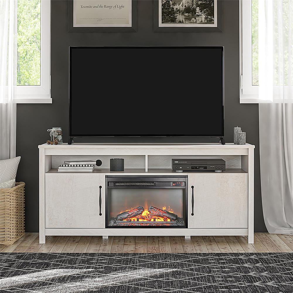 Ameriwood Home Augusta Electric Fireplace and TV Console for TVs up to 65” - Ivory Oak_1
