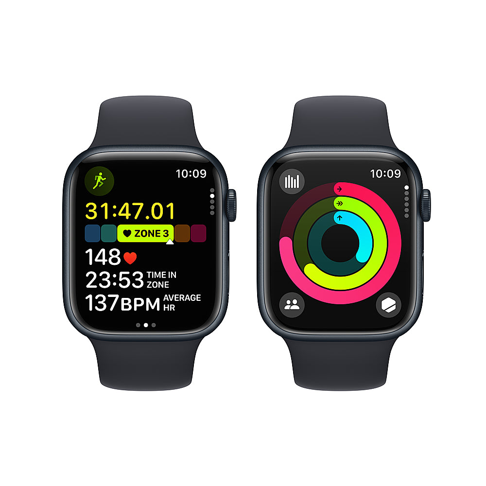 Apple Watch Series 9 (GPS + Cellular) 45mm Midnight Aluminum Case with Midnight Sport Band - S/M - Midnight (Verizon)_2