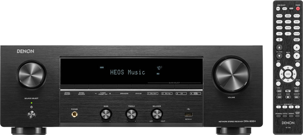 Denon - 100W 2.2-Ch. Bluetooth Capable with HEOS 8K Ultra HD Built-In HDR Compatible Stereo A/V Home Theater Receiver with Alexa - Black_1