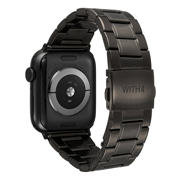 WITHit - Men's Stainless Steel Link Band for Apple Watch 42/44/45/Ultra (49mm) - Black_2