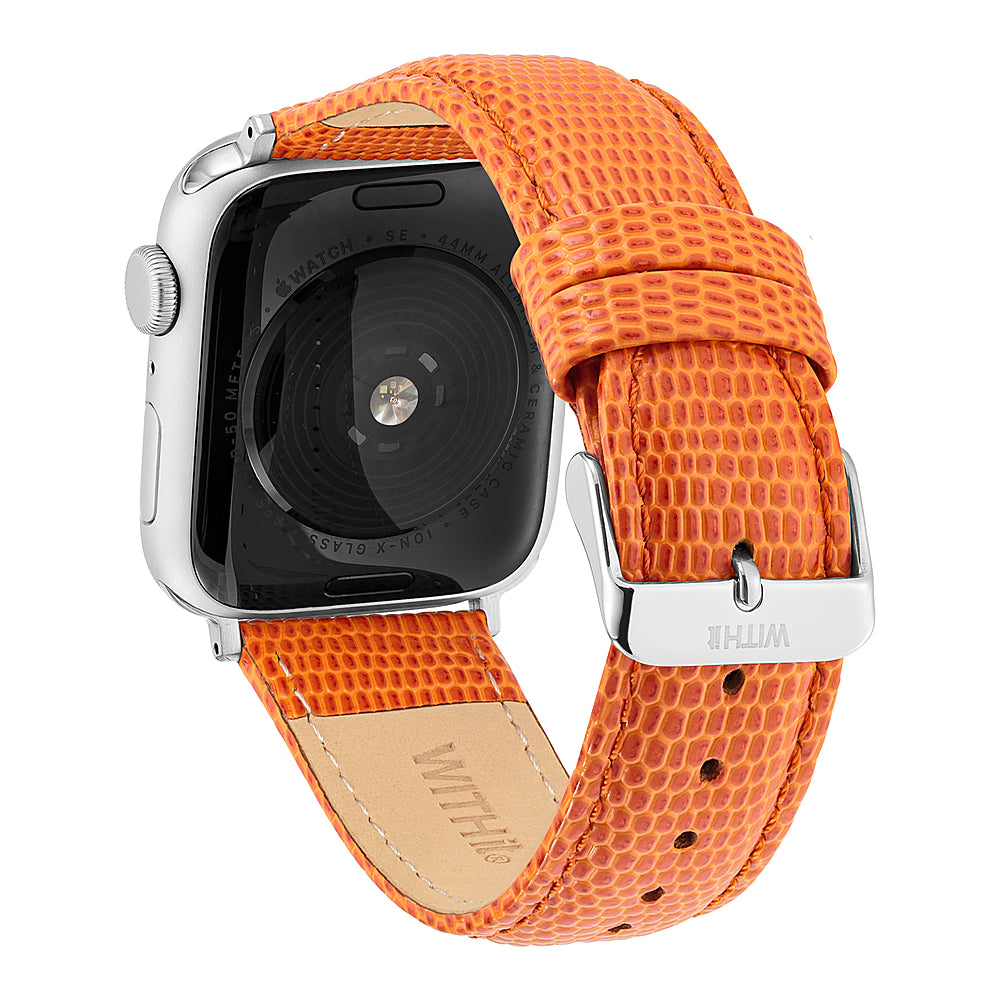 WITHit - Men's Lizard Grain Pattern Leather Band for Apple Watch 42/44/45/Ultra (49mm) - Orange_2