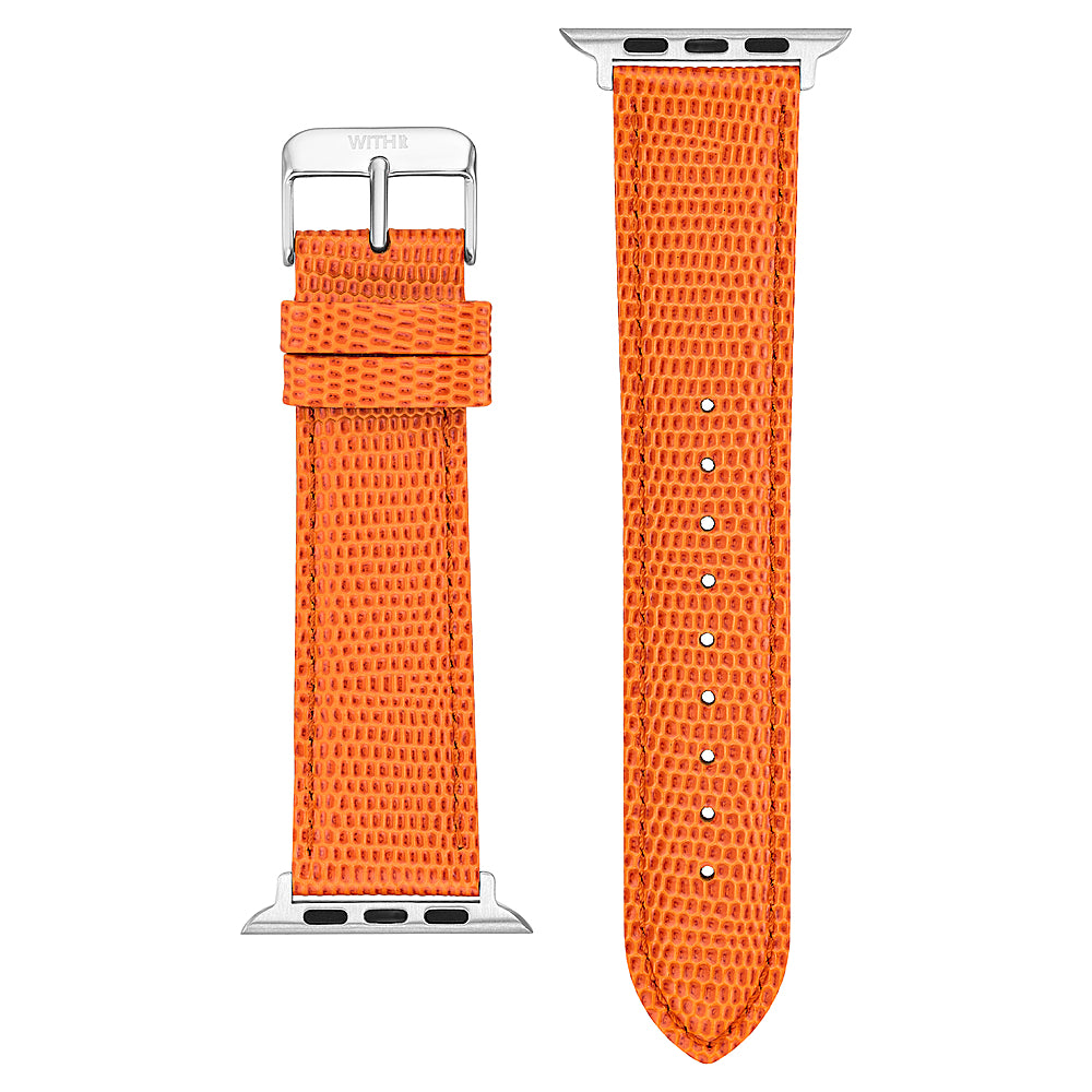 WITHit - Men's Lizard Grain Pattern Leather Band for Apple Watch 42/44/45/Ultra (49mm) - Orange_1