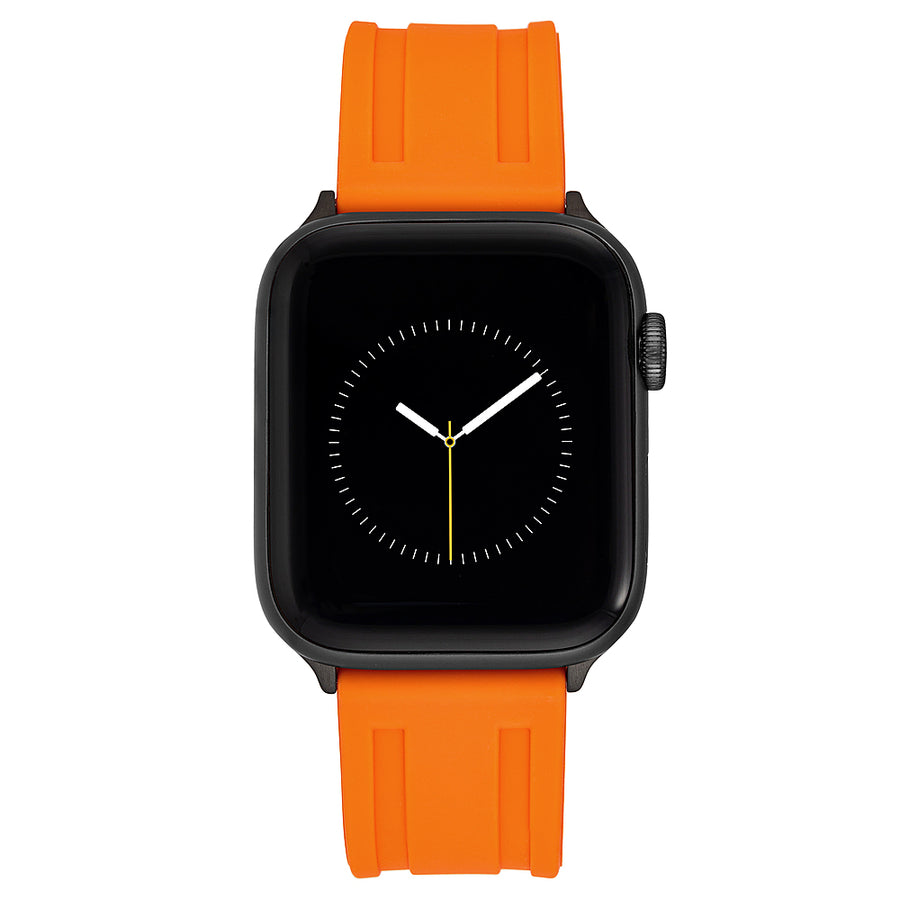 WITHit - Vince Camuto Men's Silicone Band with Black Stainless Steel Buckle for Apple Watch 42/44/45/Ultra (49mm) - Orange_0