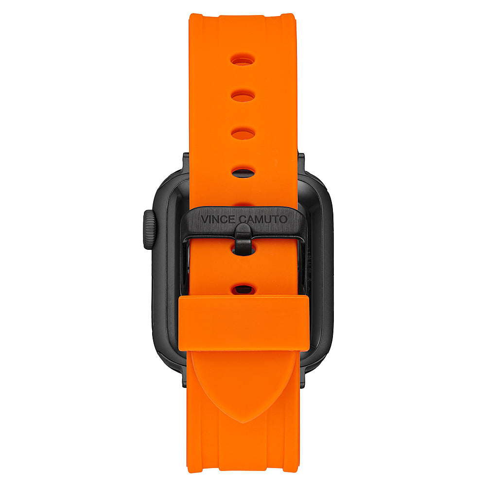 WITHit - Vince Camuto Men's Silicone Band with Black Stainless Steel Buckle for Apple Watch 42/44/45/Ultra (49mm) - Orange_2