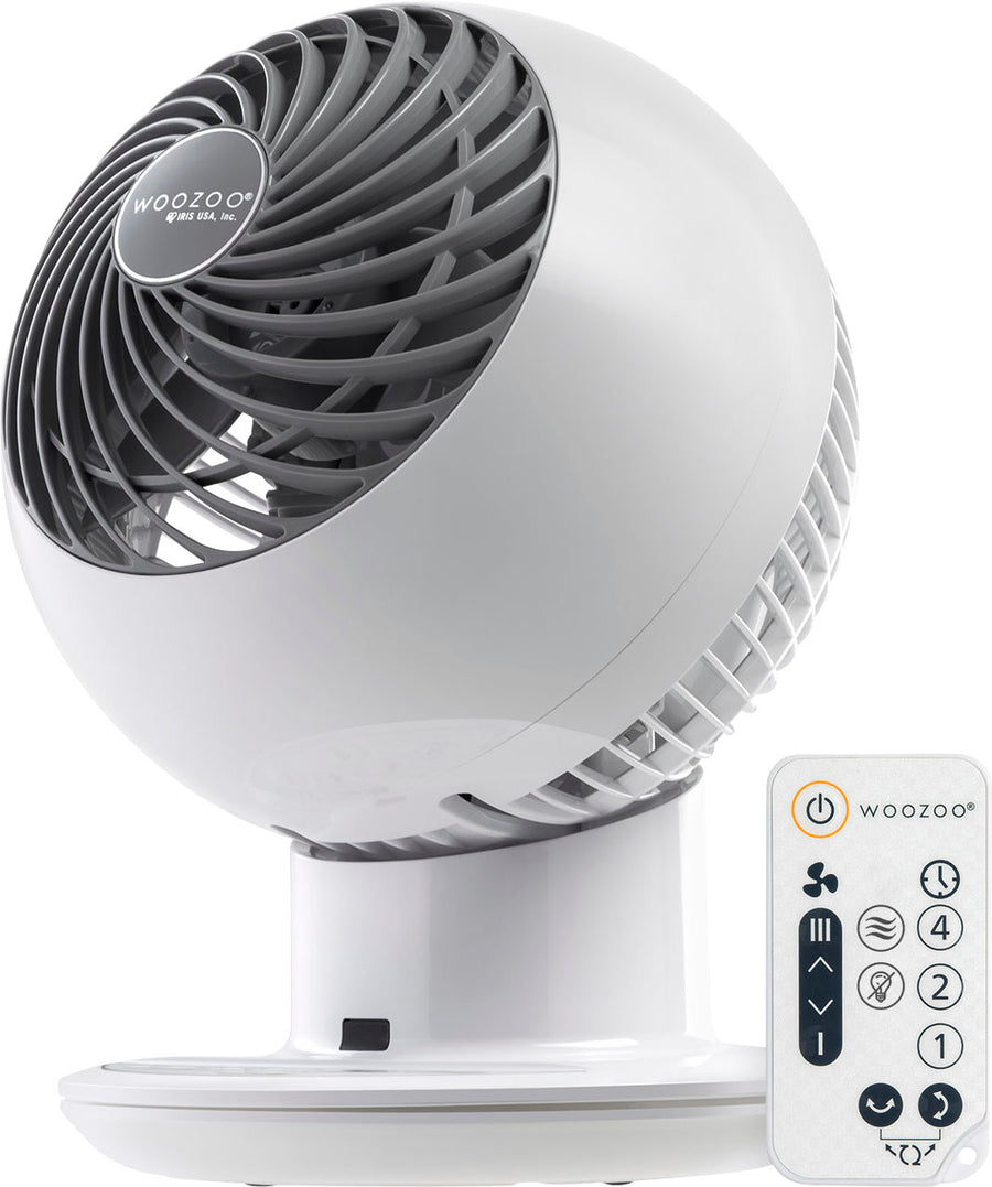 WOOZOO - Compact Globe Oscillating Fan w/ Remote - 5 Speed - White_0