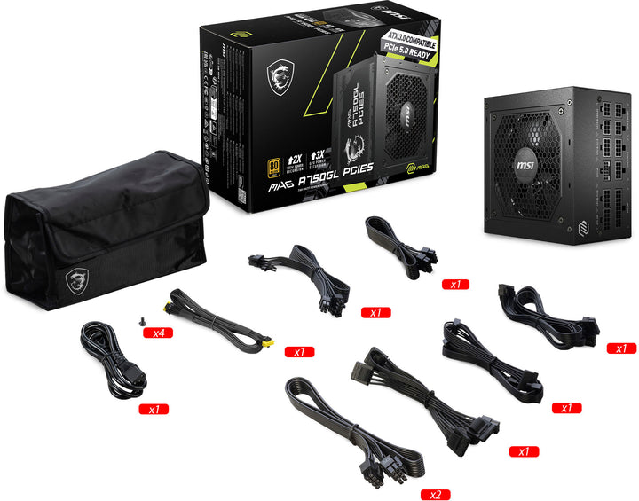 MSI - A750GL PCIE 5 - Full Modular – 80 Plus Gold 750W-ATX 3.0 Gaming Power Supply - Black - Black_4