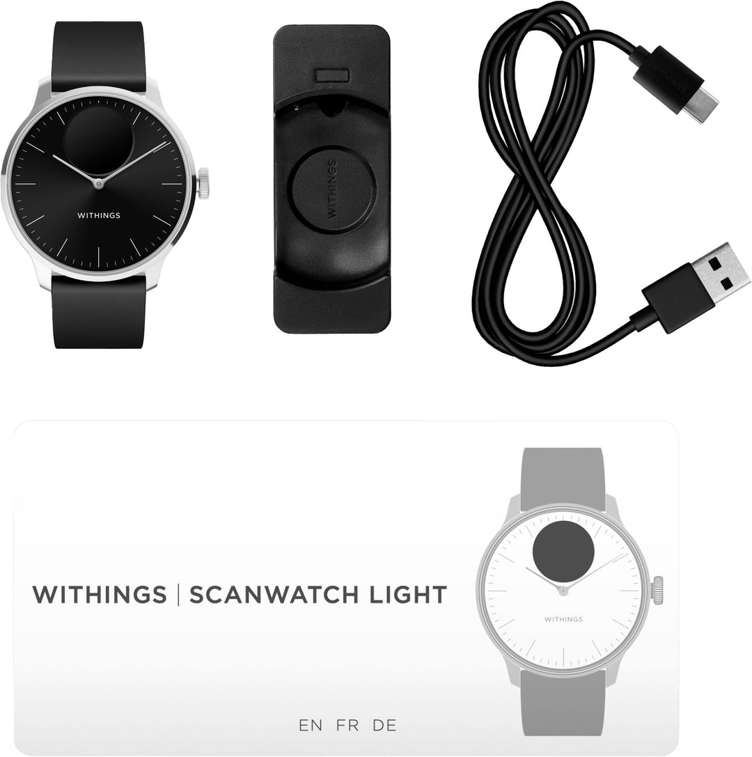 Withings - ScanWatch Light -  Daily Health Hybrid Smartwatch - 37mm - Black/Silver_3