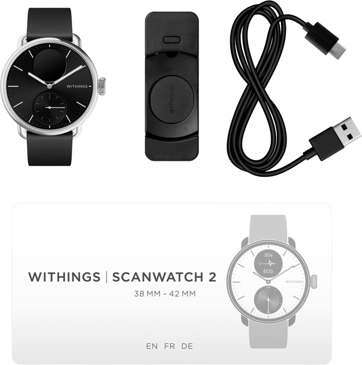 Withings - ScanWatch 2 - Heart Health Hybrid Smartwatch - 38mm - Black/Silver_2