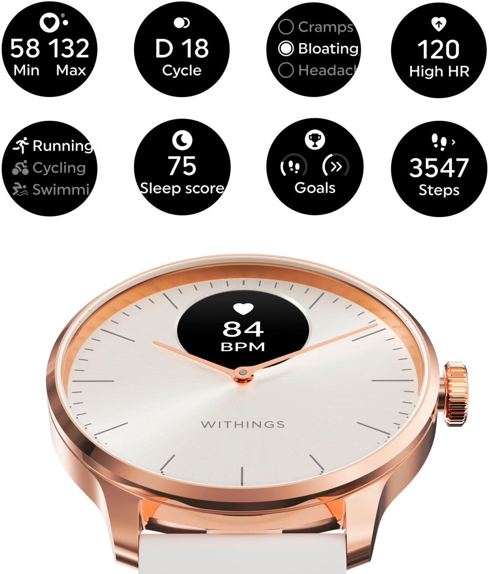Withings - ScanWatch Light -  Daily Health Hybrid Smartwatch - 37mm - Sand/Rose Gold_1