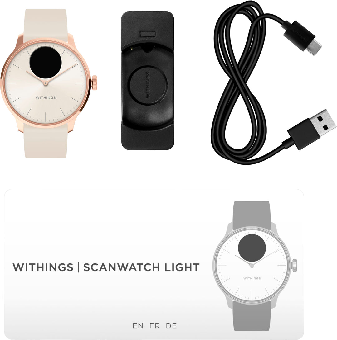Withings - ScanWatch Light -  Daily Health Hybrid Smartwatch - 37mm - Sand/Rose Gold_2