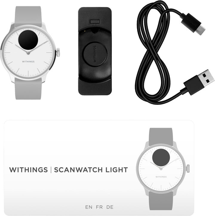 Withings - ScanWatch Light -  Daily Health Hybrid Smartwatch - 37mm - White/Silver_2