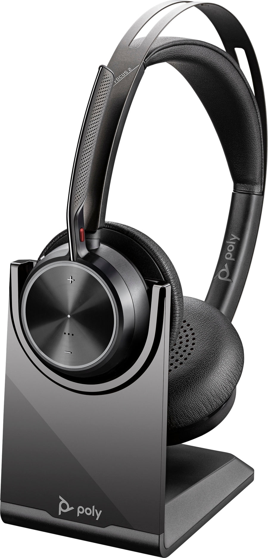 HP - Poly Voyager Focus 2 Wireless Noise Cancelling On-Ear Headset with Charge Stand - Black_0