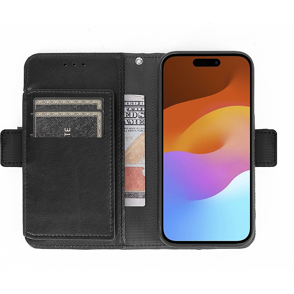 SaharaCase - Leather Folio Wallet Case for Apple iPhone 15 Pro - Black_6