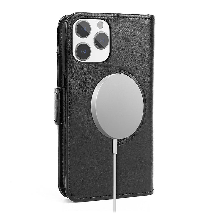 SaharaCase - Leather Folio Wallet Case for Apple iPhone 15 Pro - Black_4