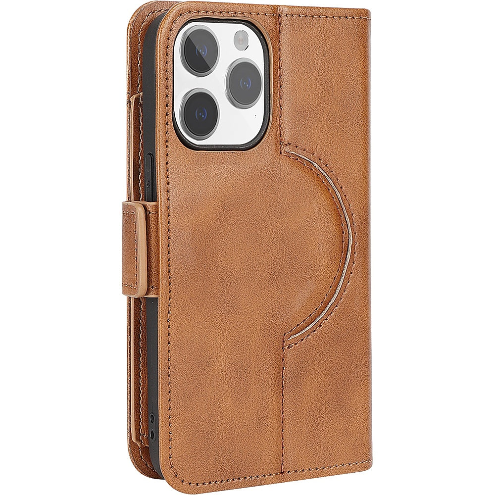 SaharaCase - Leather Folio Wallet Case for Apple iPhone 15 Pro - Brown_4