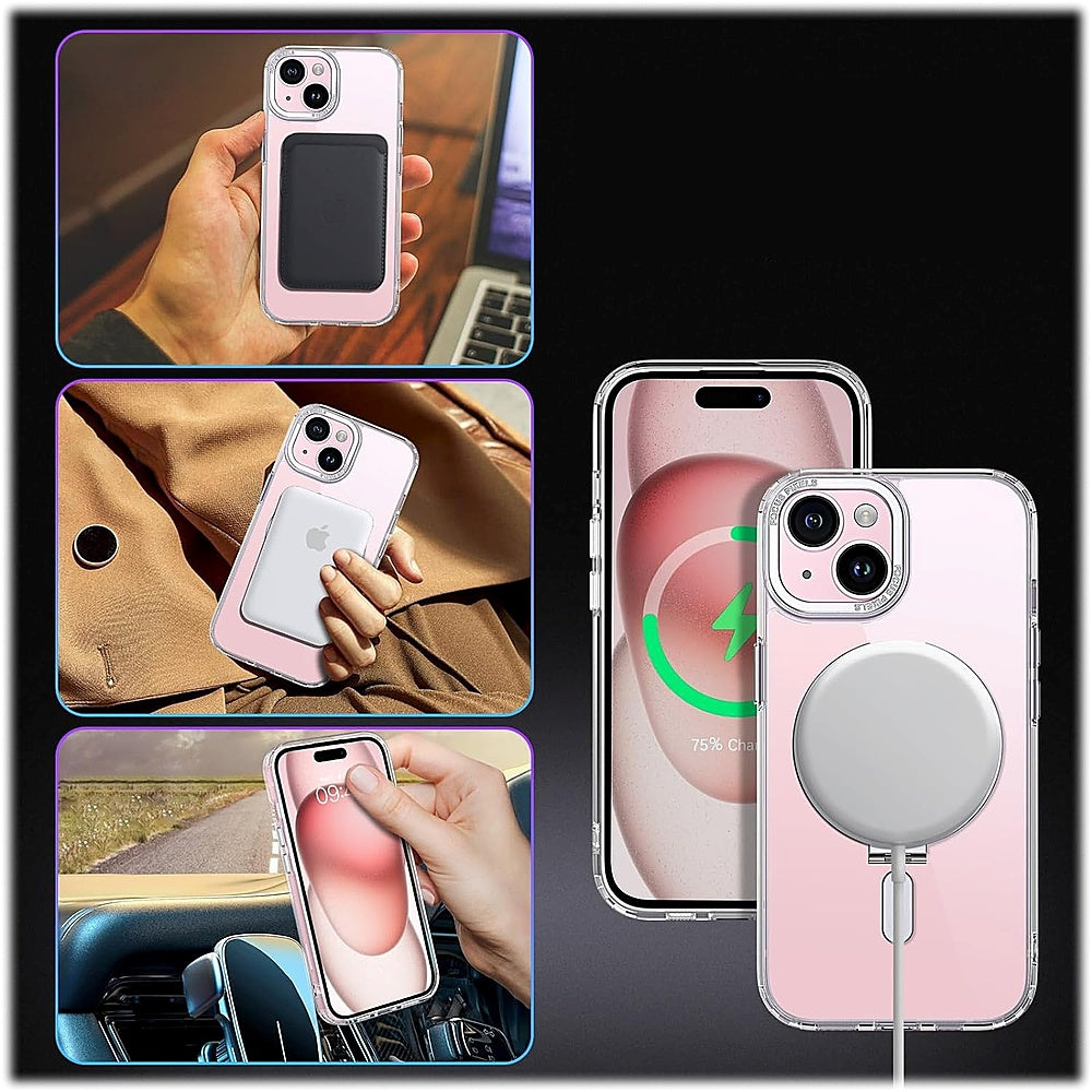 SaharaCase - Hybrid-Flex Kickstand Case with Magsafe for Apple iPhone 15 - Clear_1