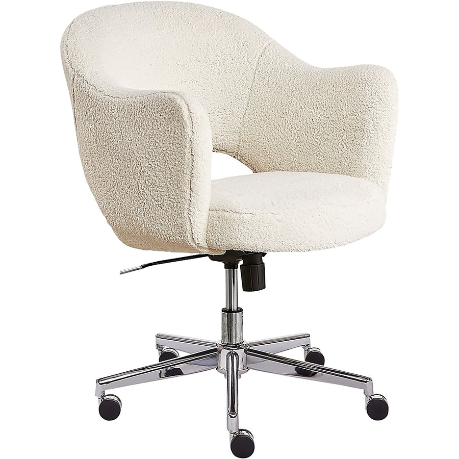 Serta - Valetta Mid-Century Modern Faux Shearling Wool Home Office Chair - Cream_0