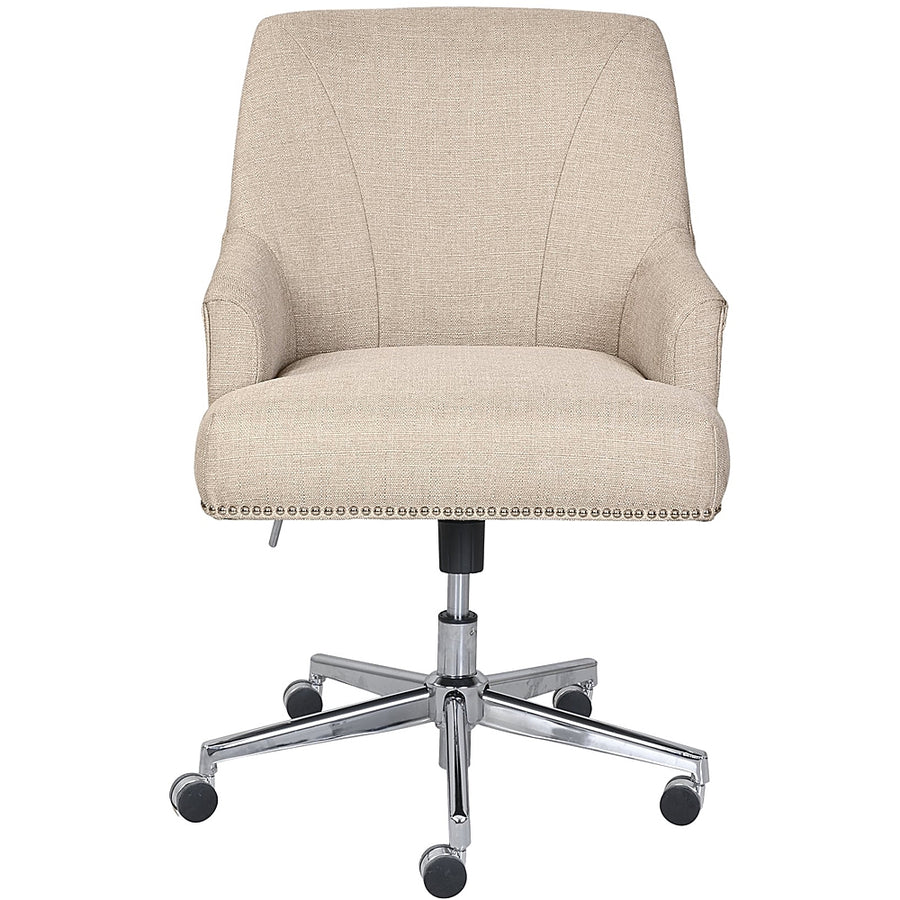Serta - Leighton Fabric Home Office Chair - Chrome/Light Beige_0
