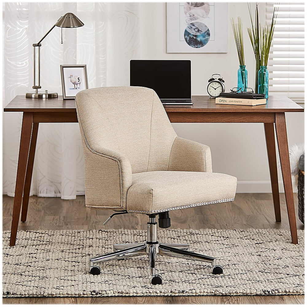 Serta - Leighton Fabric Home Office Chair - Chrome/Light Beige_1