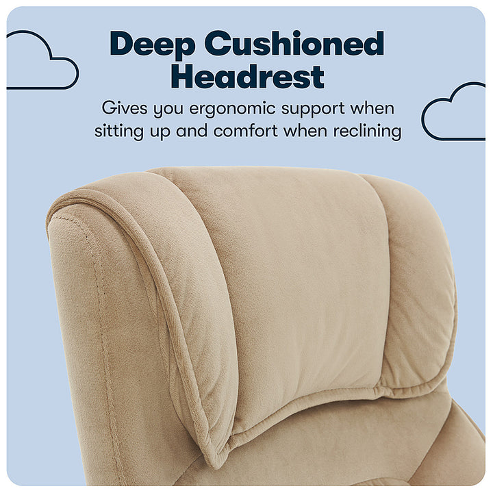 Serta - Hannah Upholstered Executive Office Chair with Headrest Pillow - Soft Plush - Beige_12