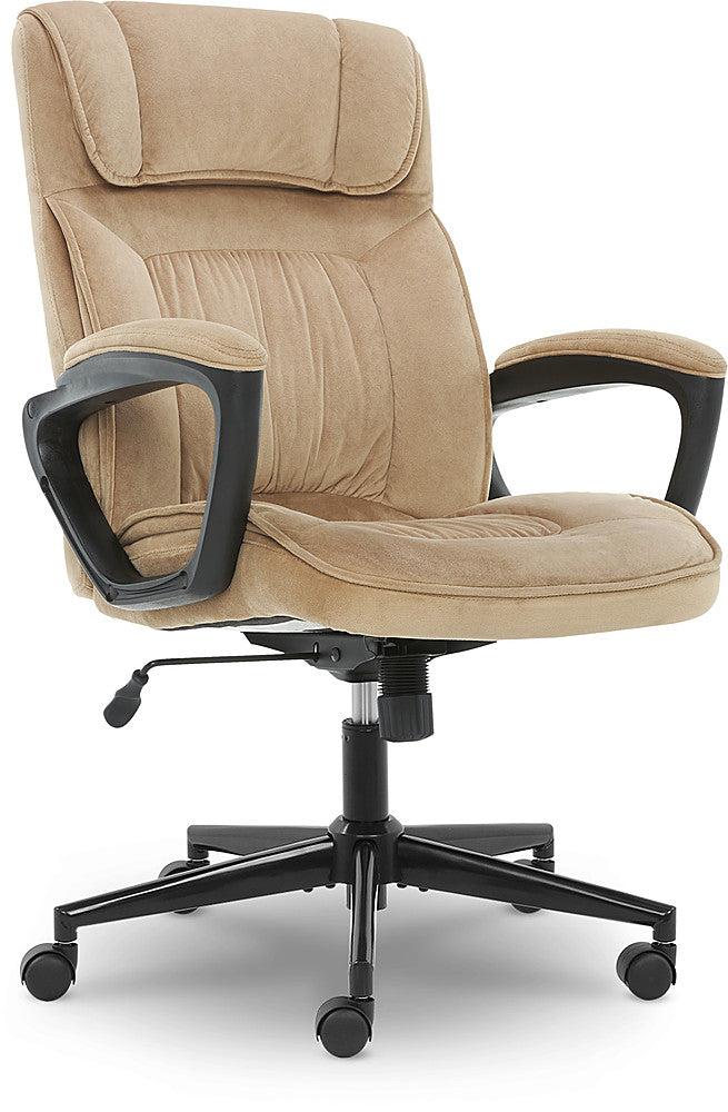 Serta - Hannah Upholstered Executive Office Chair with Headrest Pillow - Soft Plush - Beige_4