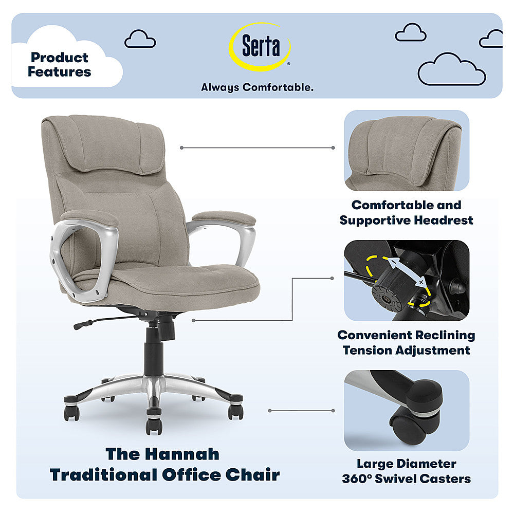 Serta - Executive Office Ergonomic Chair with Layered Body Pillows - Glacial Gray - Silver_1