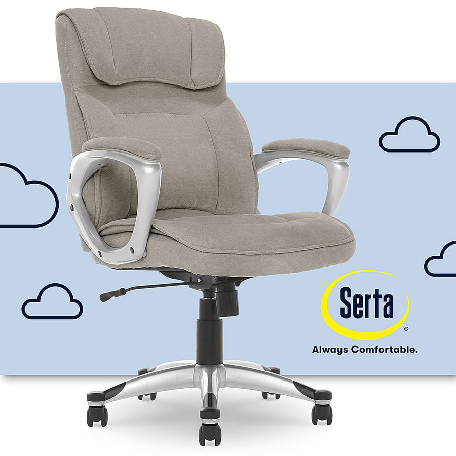Serta - Executive Office Ergonomic Chair with Layered Body Pillows - Glacial Gray - Silver_0