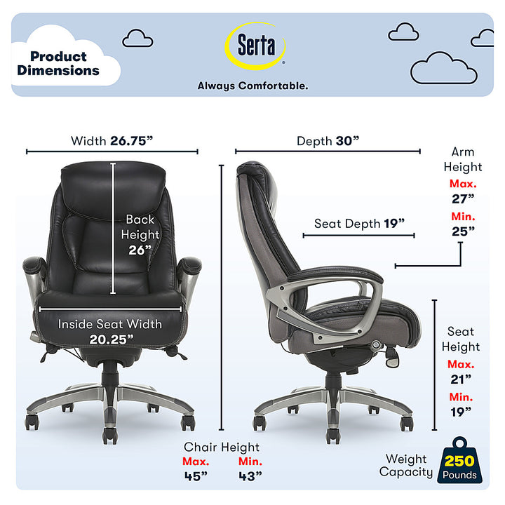 Serta - Lautner Executive Office Chair with Smart Layers Technology - Black with Gray Mesh_14
