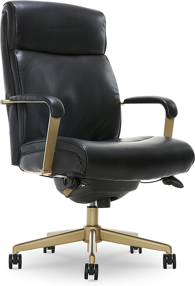La-Z-Boy - Modern Melrose Executive Office Chair with Brass Finish - Black_0