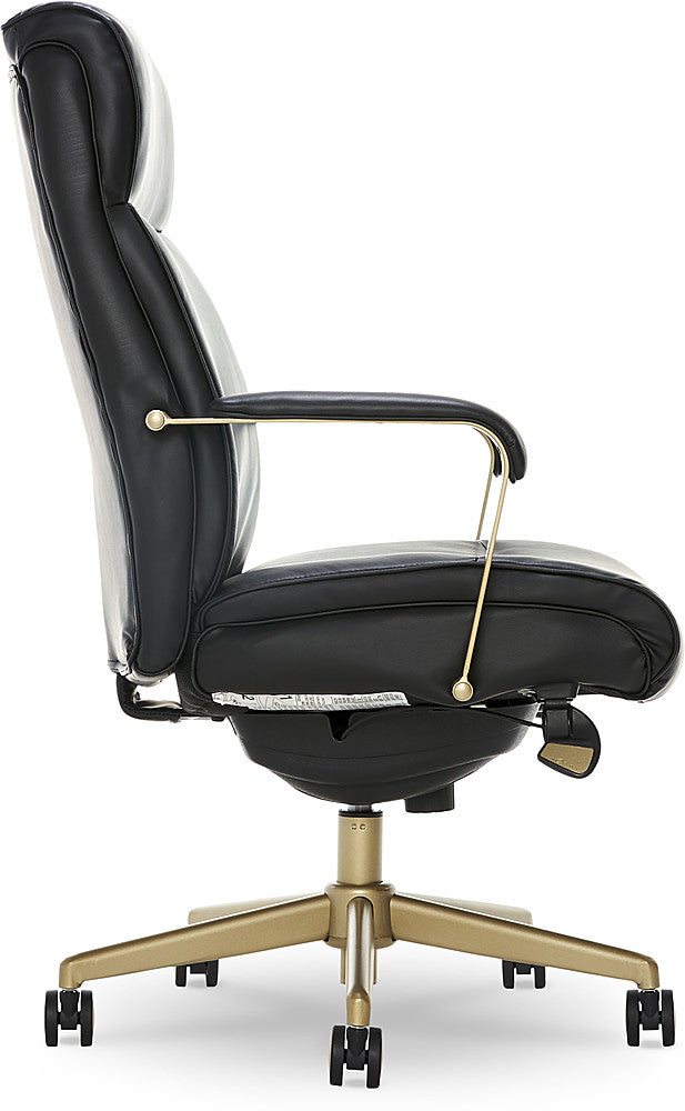 La-Z-Boy - Modern Melrose Executive Office Chair with Brass Finish - Black_6