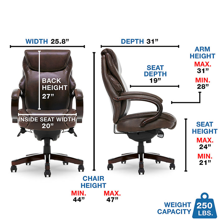 La-Z-Boy - Premium Hyland Executive Office Chair with AIR Lumbar Technology - Coffee Brown_12
