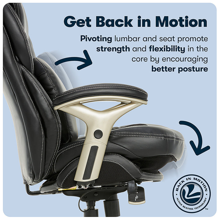 Serta - Upholstered Back in Motion Health & Wellness Office Chair with Adjustable Arms - Bonded Leather - Black_13