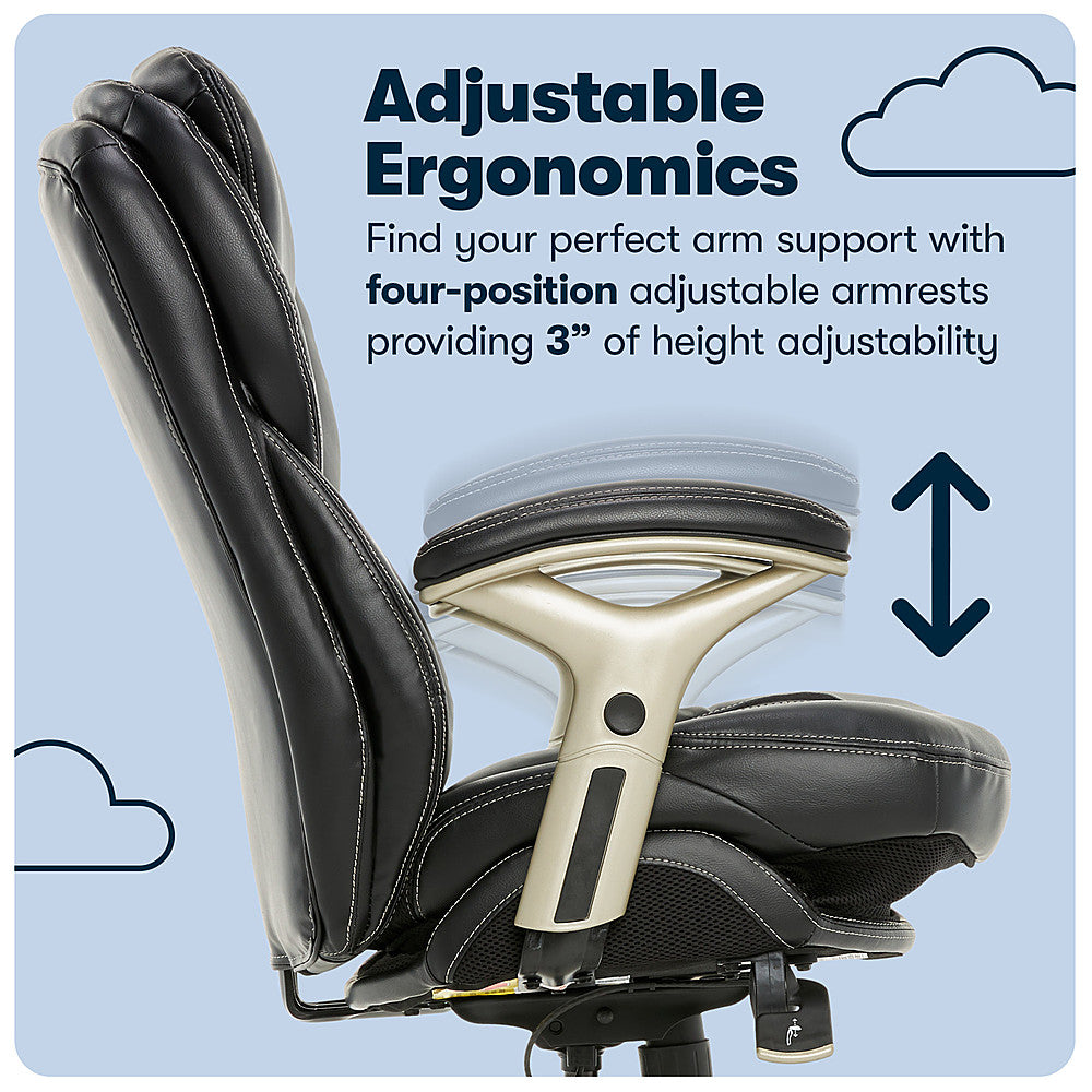 Serta - Upholstered Back in Motion Health & Wellness Office Chair with Adjustable Arms - Bonded Leather - Black_11