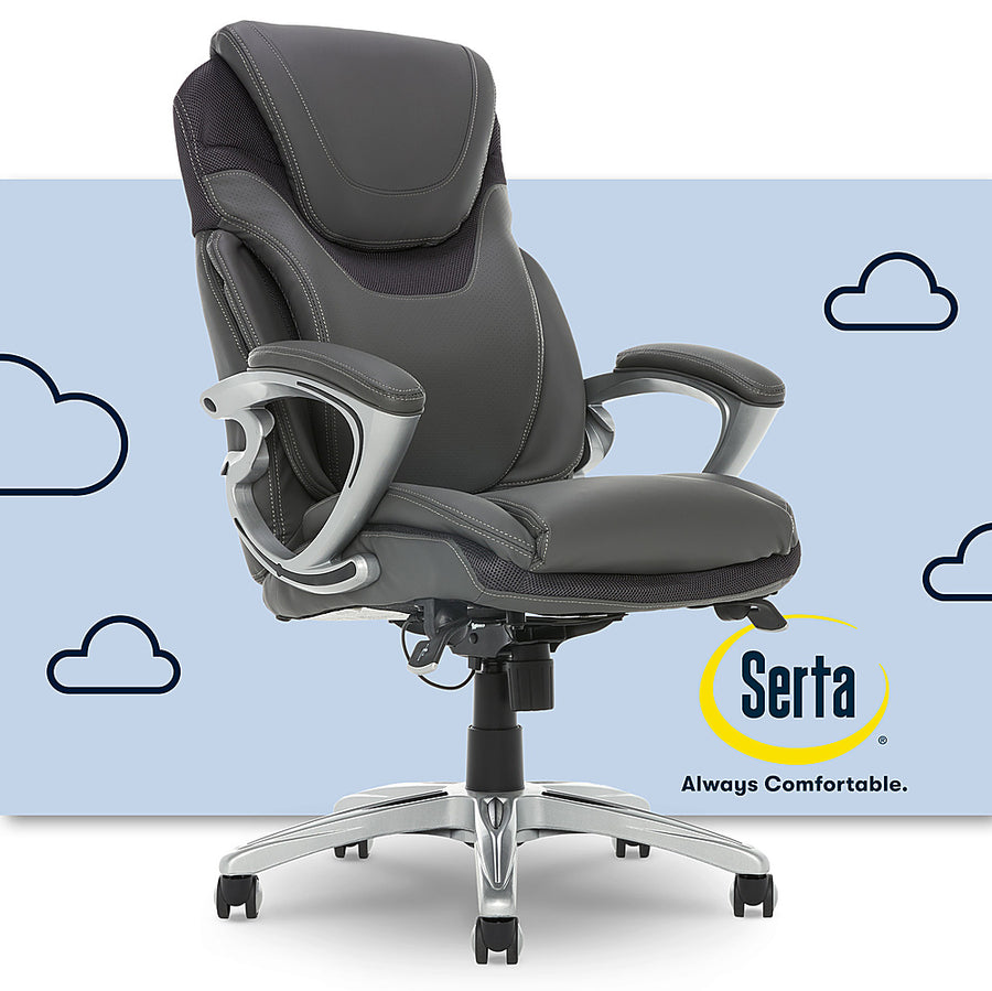 Serta - Bryce Bonded Leather Executive Office Chair with AIR Technology - Gray_0