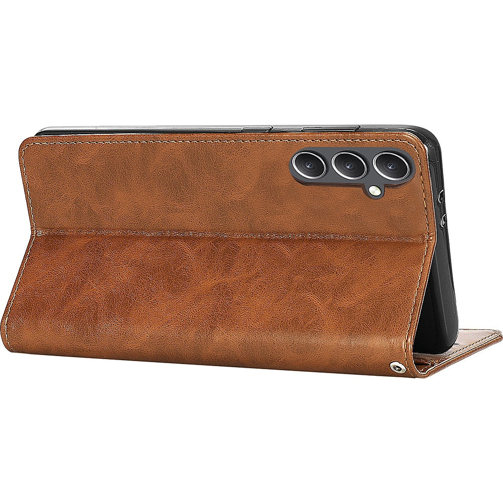 SaharaCase - Leather Folio Wallet Case for Samsung Galaxy S23 FE - Brown_5