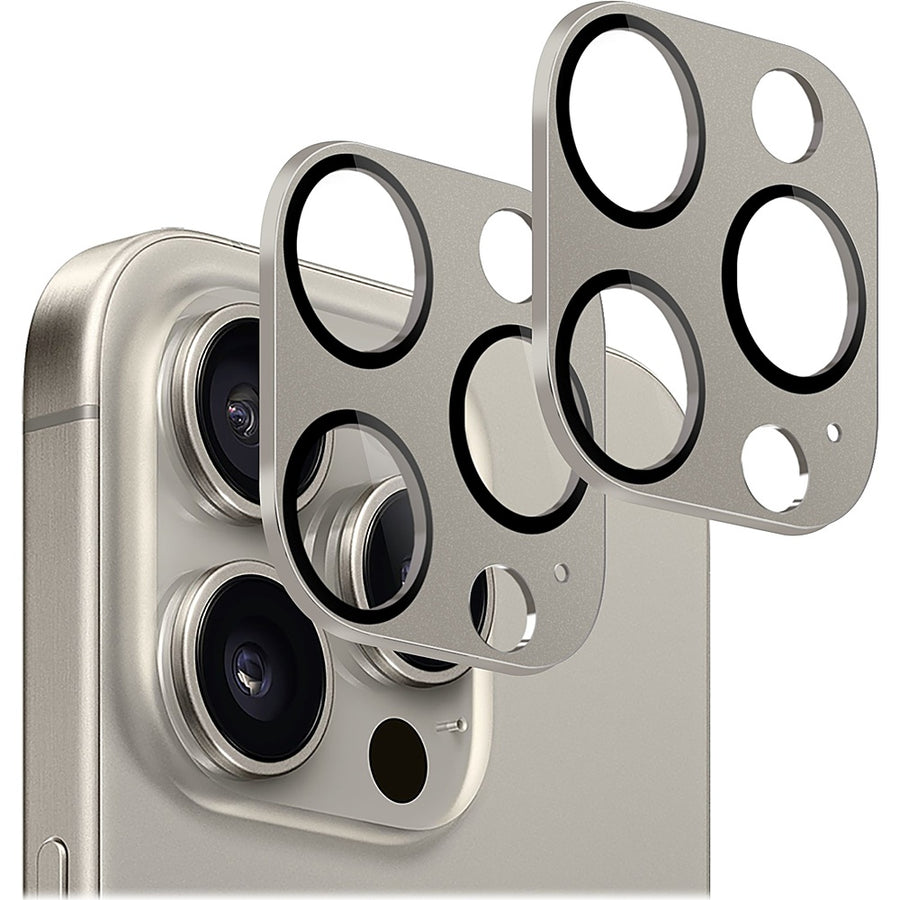 SaharaCase - ZeroDamage Camera Lens Protector for Apple iPhone 15 Pro and iPhone 15 Pro Max (2-Pack) - Titanium_0