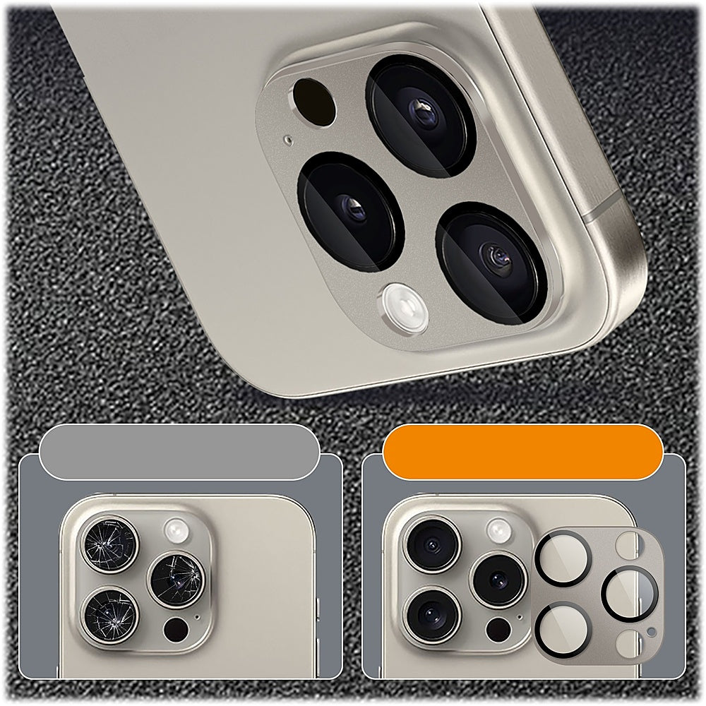 SaharaCase - ZeroDamage Camera Lens Protector for Apple iPhone 15 Pro and iPhone 15 Pro Max (2-Pack) - Titanium_3
