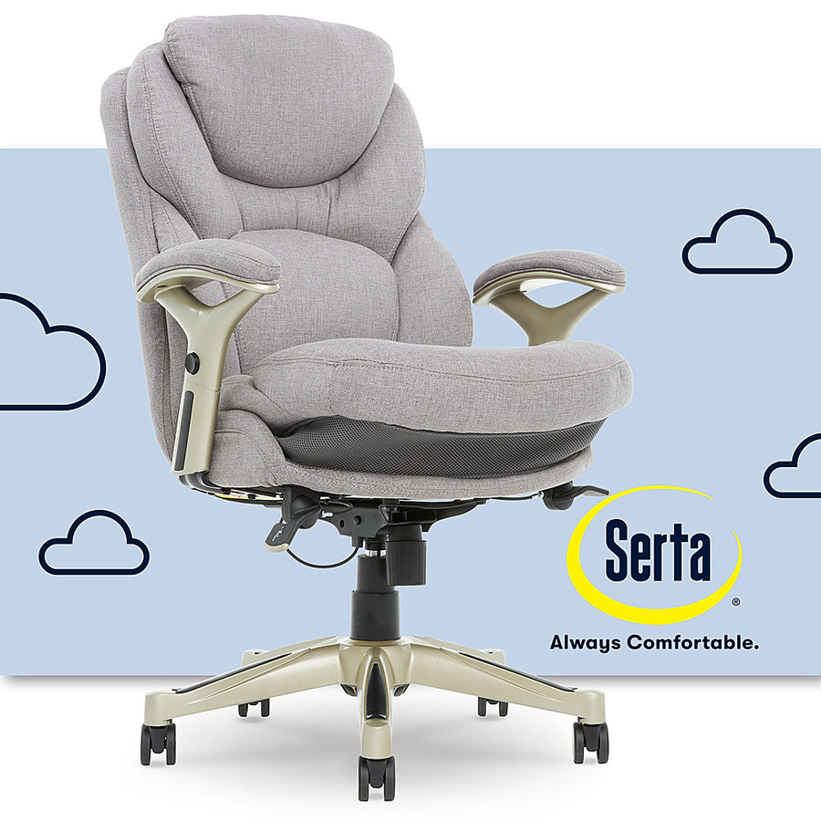 Serta - Upholstered Back in Motion Health & Wellness Office Chair with Adjustable Arms - Fabric - Light Gray_0