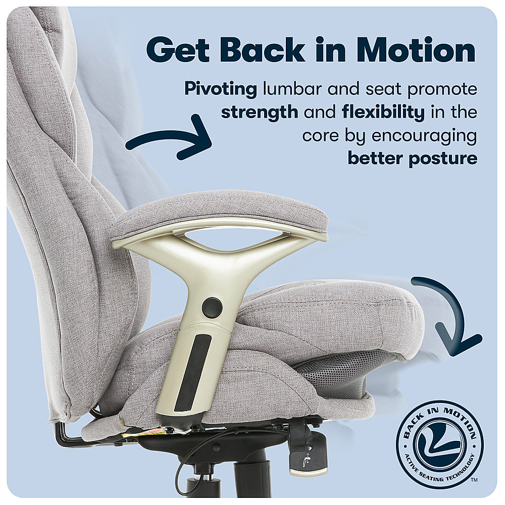 Serta - Upholstered Back in Motion Health & Wellness Office Chair with Adjustable Arms - Fabric - Light Gray_13
