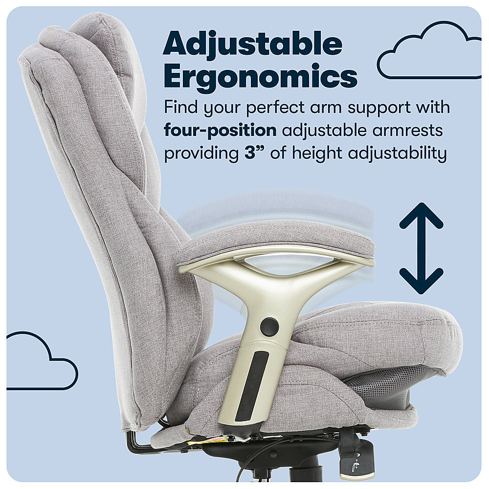 Serta - Upholstered Back in Motion Health & Wellness Office Chair with Adjustable Arms - Fabric - Light Gray_12