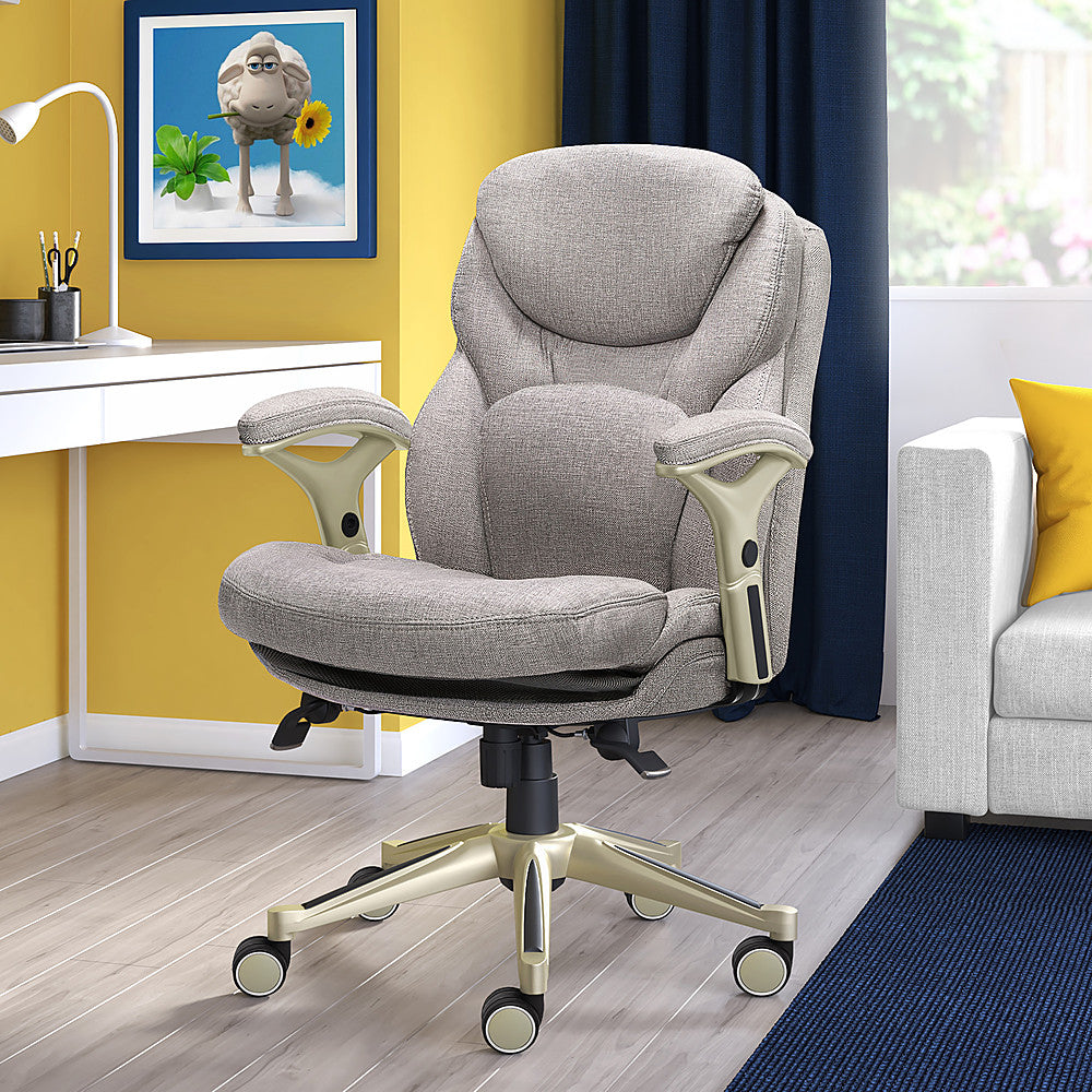Serta - Upholstered Back in Motion Health & Wellness Office Chair with Adjustable Arms - Fabric - Light Gray_4