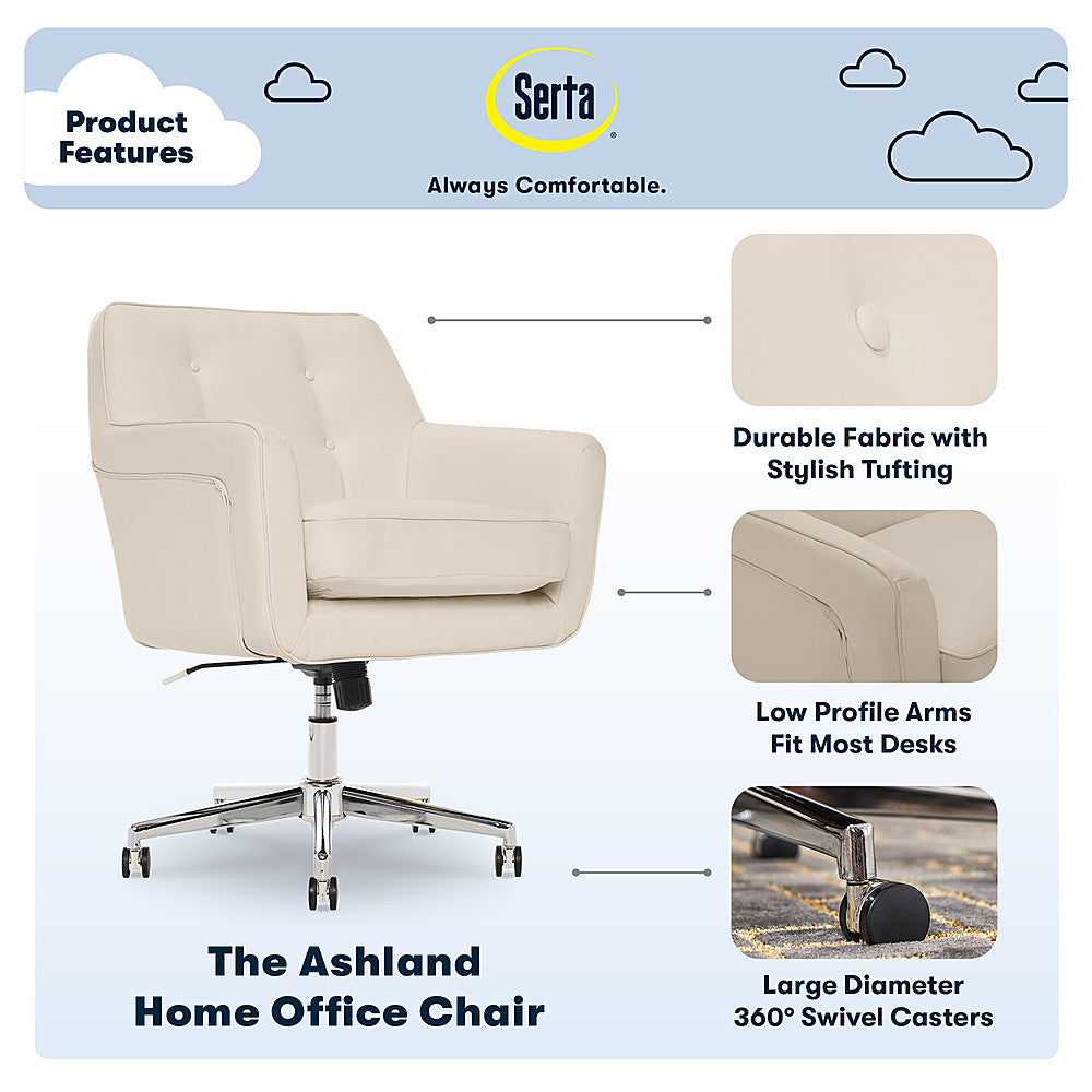 Serta - Ashland Bonded Leather & Memory Foam Home Office Chair - Cream_1