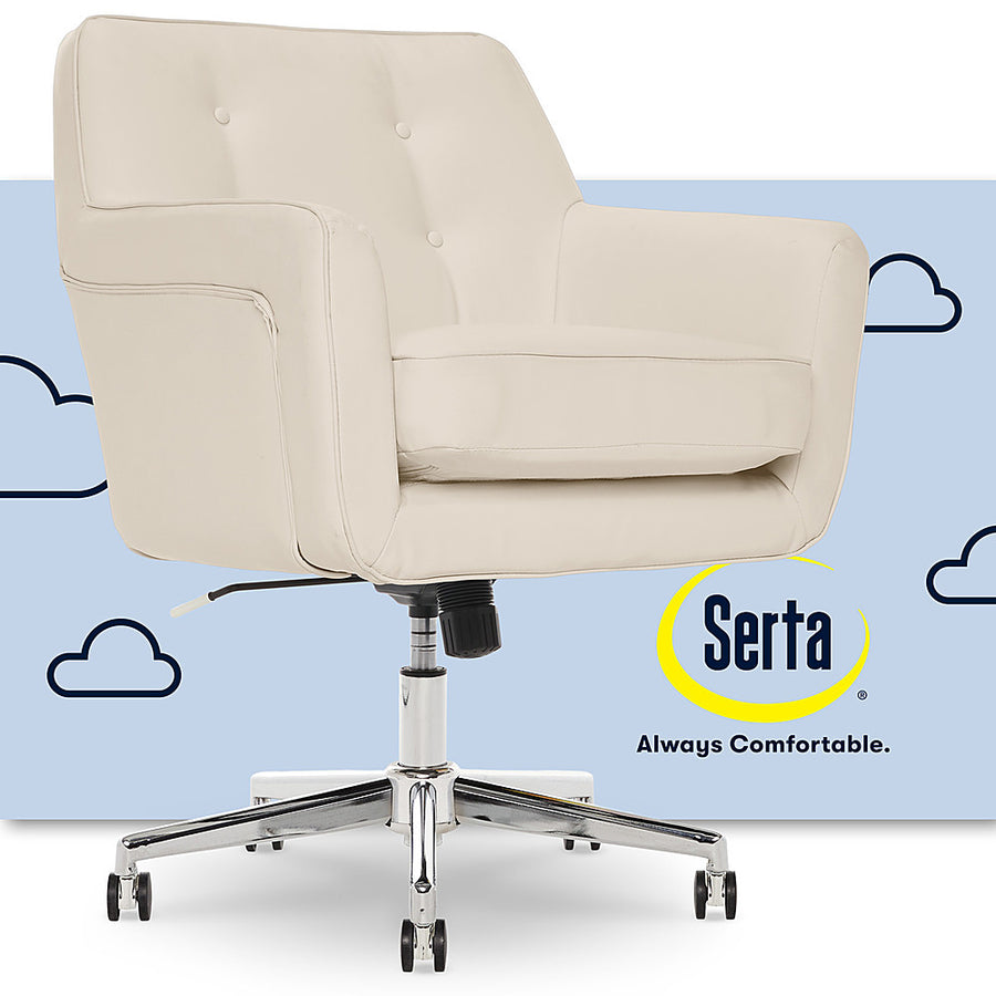 Serta - Ashland Bonded Leather & Memory Foam Home Office Chair - Cream_0