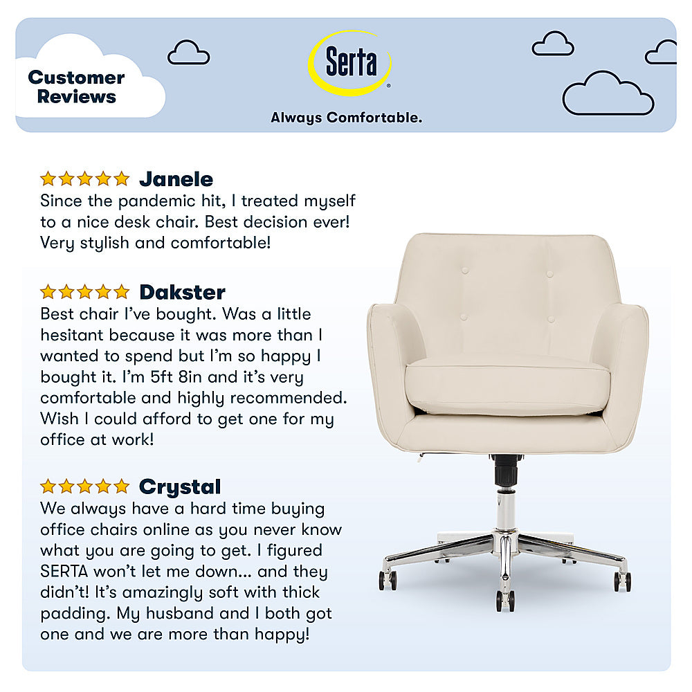 Serta - Ashland Bonded Leather & Memory Foam Home Office Chair - Cream_5