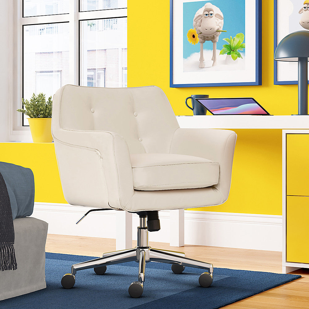 Serta - Ashland Bonded Leather & Memory Foam Home Office Chair - Cream_4