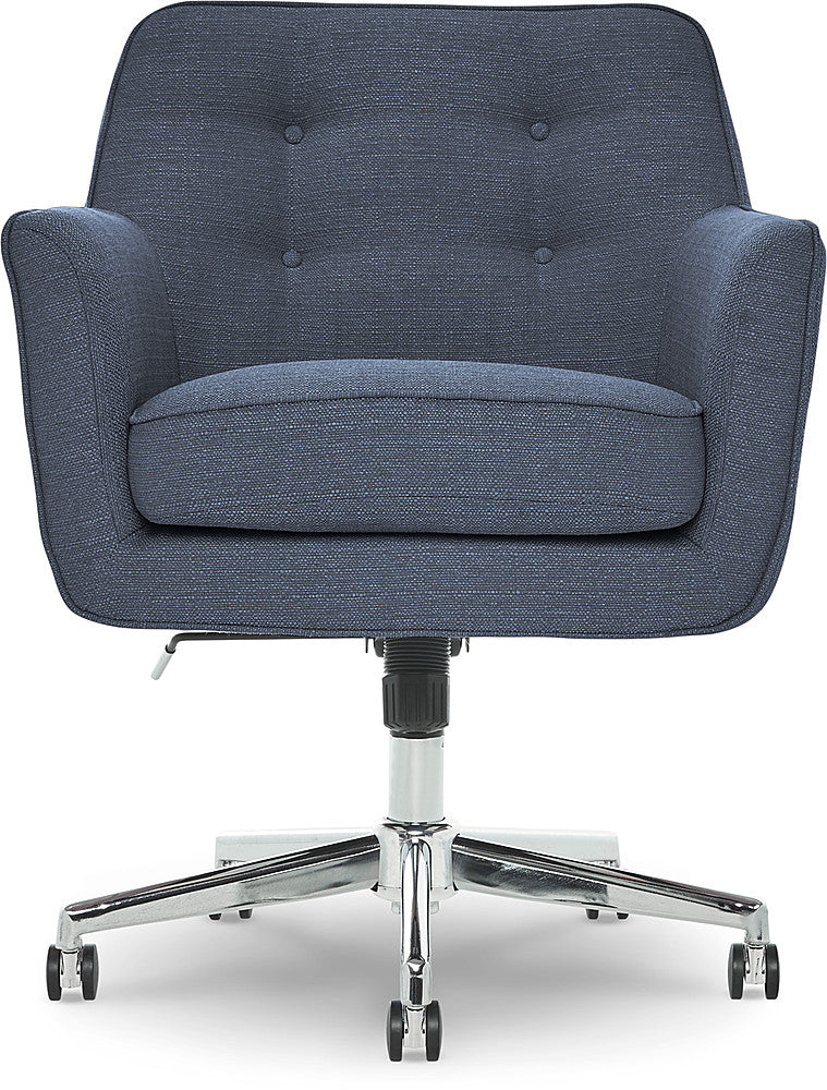 Serta - Ashland Memory Foam & Twill Fabric Home Office Chair - Blue_0