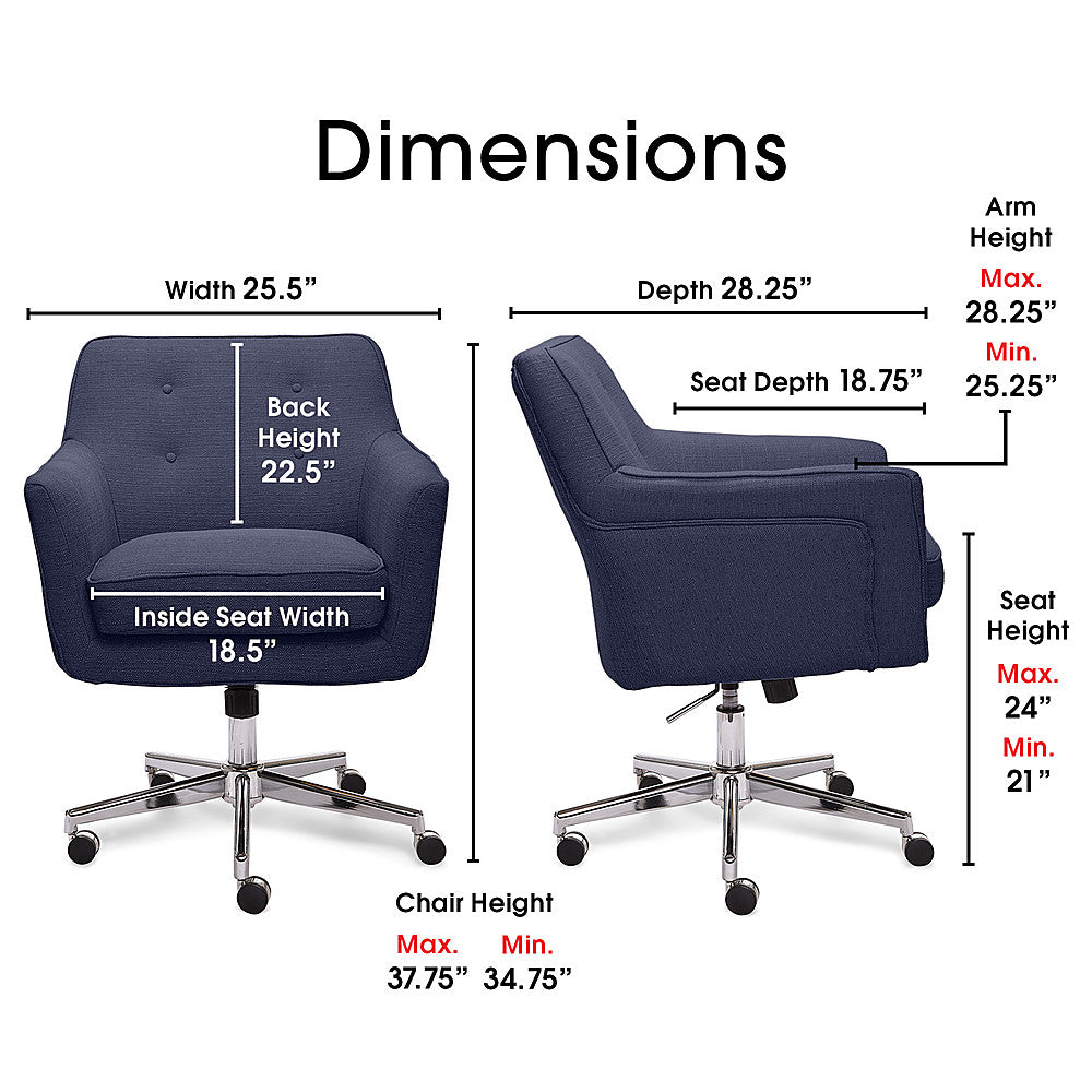 Serta - Ashland Memory Foam & Twill Fabric Home Office Chair - Blue_12