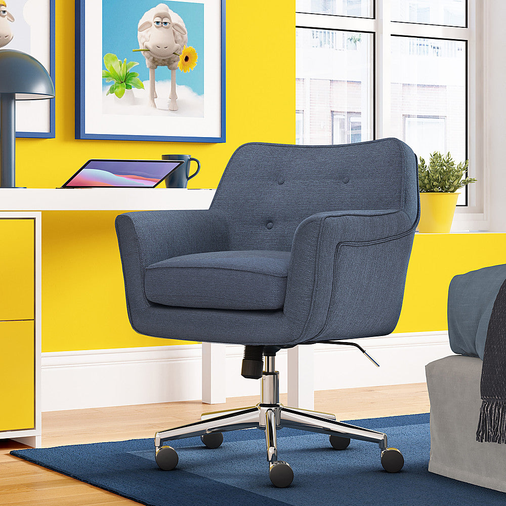 Serta - Ashland Memory Foam & Twill Fabric Home Office Chair - Blue_2