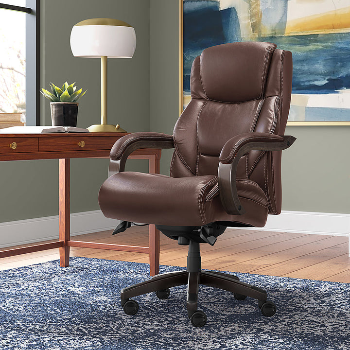 La-Z-Boy - Delano Big & Tall Bonded Leather Executive Chair - Chocolate Brown/Gray Wood_1