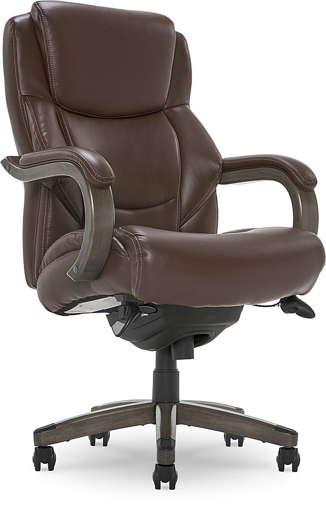 La-Z-Boy - Delano Big & Tall Bonded Leather Executive Chair - Chocolate Brown/Gray Wood_0